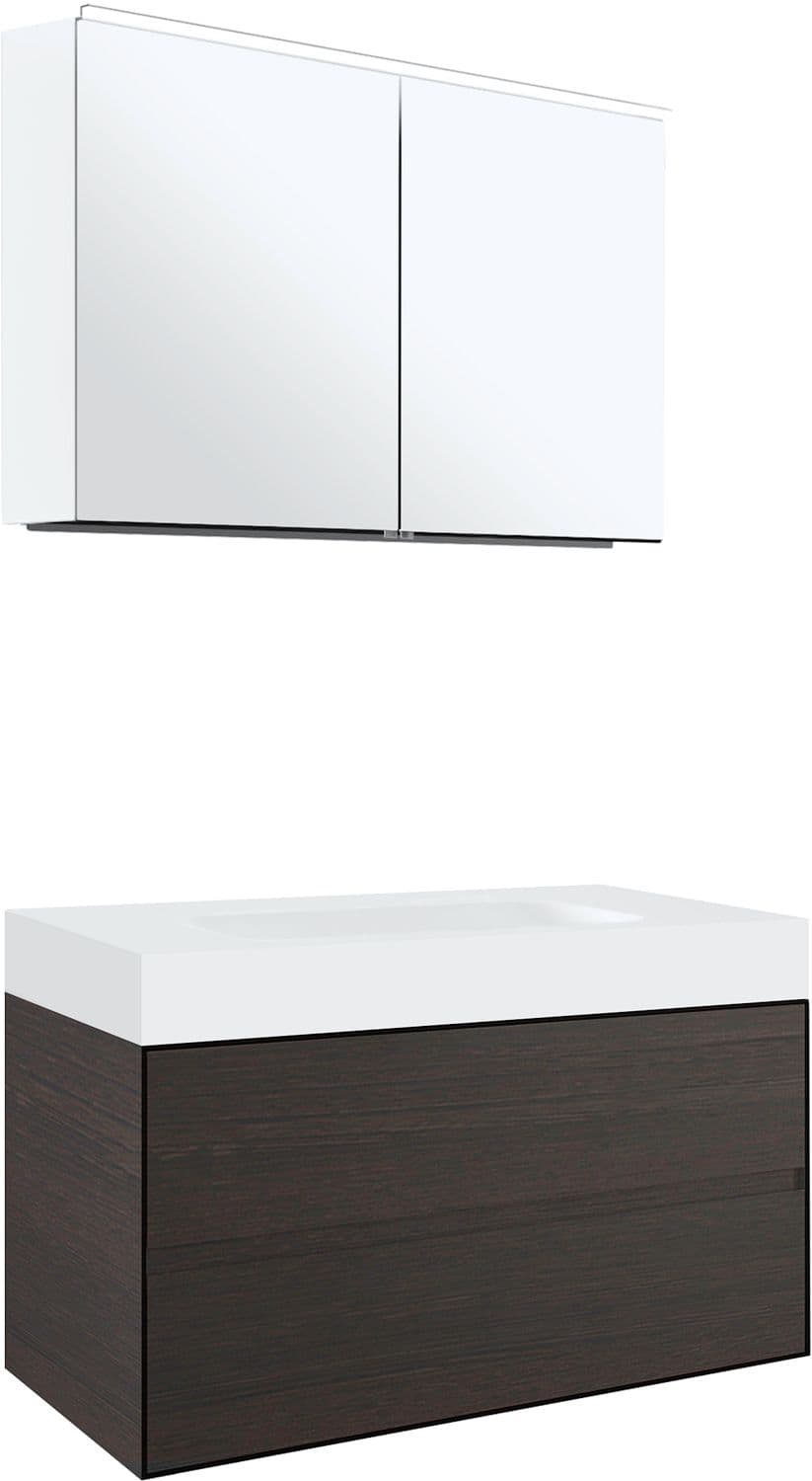 MEUBLE 2 TIROIRS POUR TABLET PURO LAVABO CENTRAL TENSO 90CM WENGE AVEC ARMOIRE TOILETTE