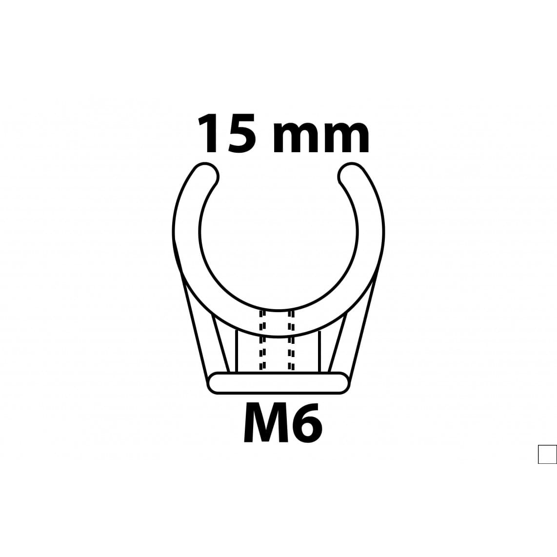 989182555 clip de fixation pour tube, simple, 15 mm, avec manchon fileté M6 (25x)