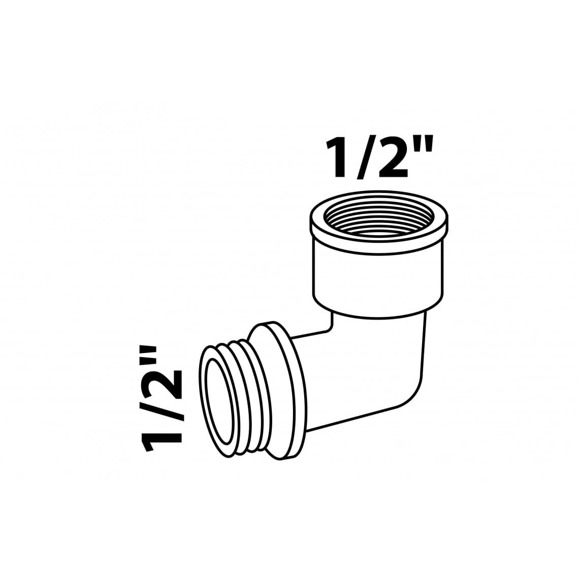 989392155 LT coude 90°, chromé, 1/2" F x 1/2" M