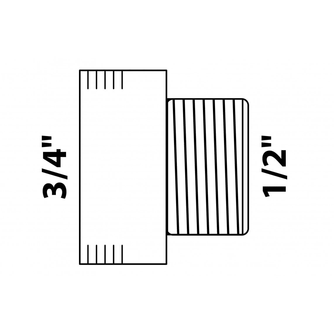 989329155 MS verlopend kraanverlengstuk, chroom, 3/4"BI x 1/2"BU