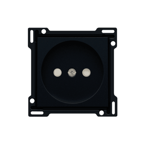 Set de finition pour prise de courant sans terre, avec obturateurs de protection, profondeur d’encastrement de 21 mm, couleur black coated