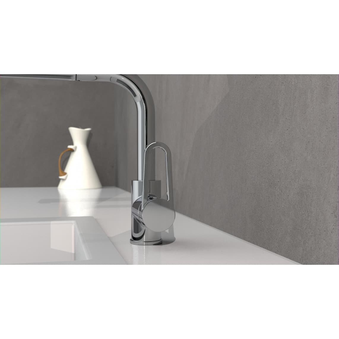 26230 DESIGN RING Mitigeur évier, chromé, avec bec extractible