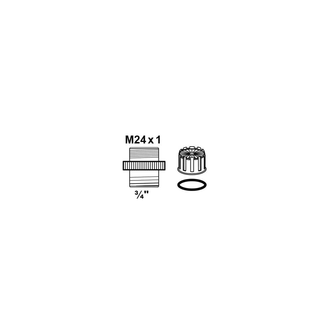98932744 LT pièce intermédiaire, chromé, 3/4" M x M24AG, avec aérateur
