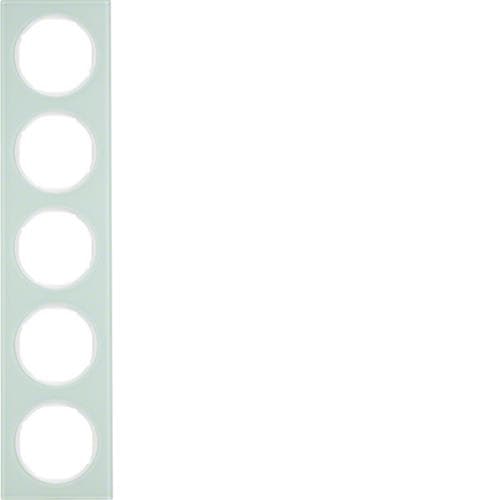 Plaque de recouvrement 5 postes Berker R.3 Verre, Blanc polaire