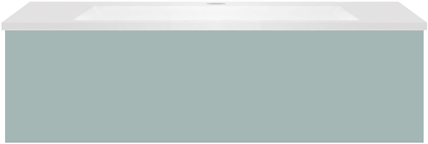 SOUS MEUBLE COFFEE 1 TIROIR 100 BLEU AZUR DOUX MAT+LAVABO EN MARBRE SYNTHETIQUE BLANC MAT