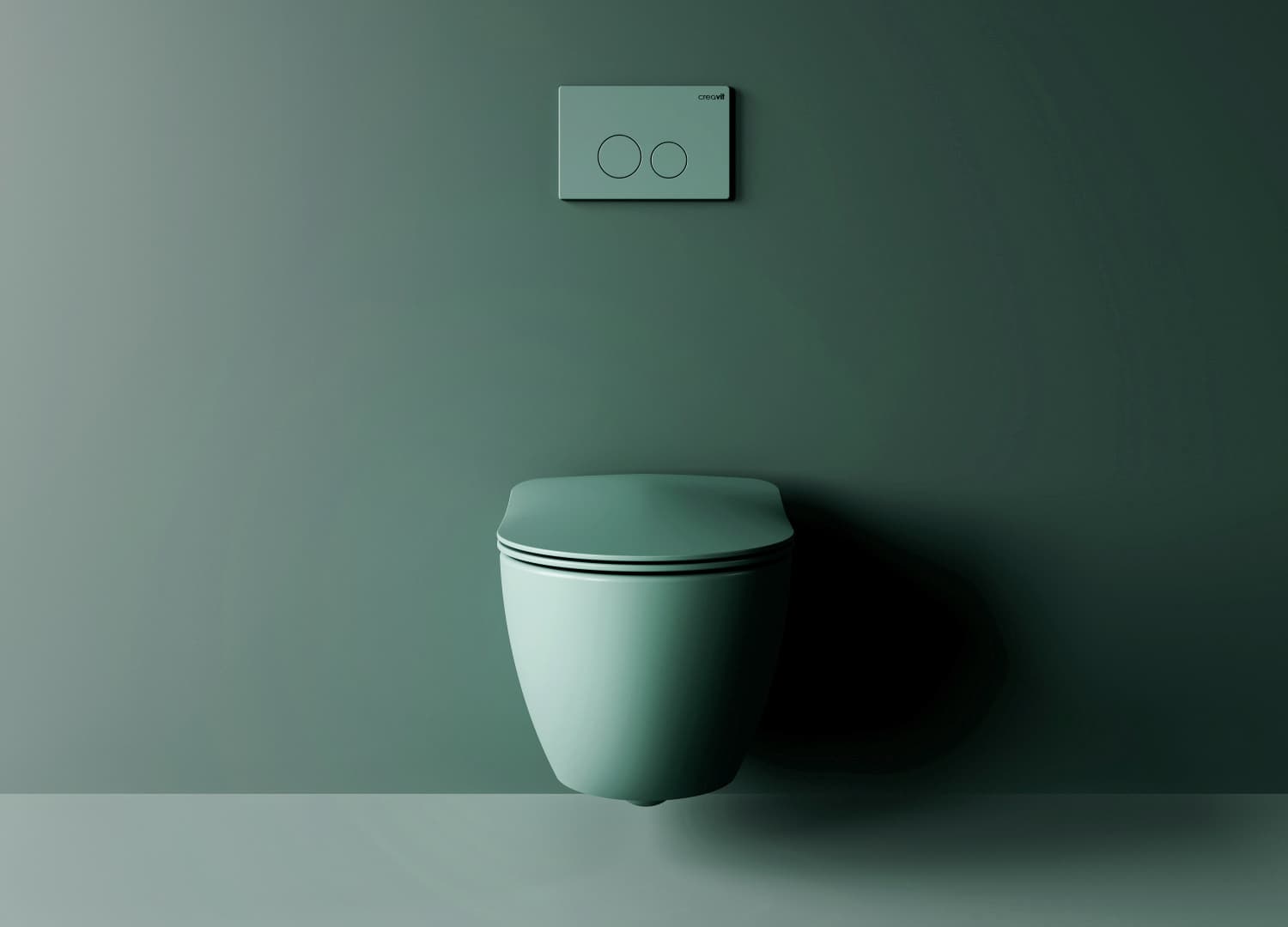 Creavit duck abattant wc - modèle D - design Fin - frein de chute - déclipsable - Duroplast - charnières en inox - Vert nil