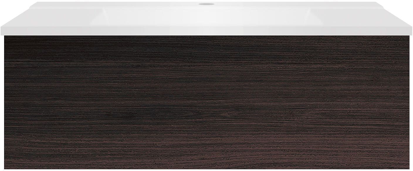 SOUS MEUBLE COFFEE 1 TIROIR 90 CHENE DECOR MOKKA+LAVABO BLANC MAT