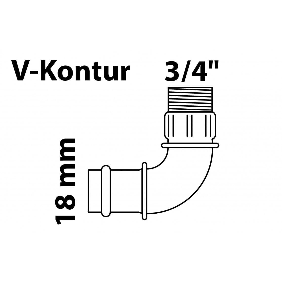 988622454 BR coude 90°, vierge, 18 mm x 3/4" M, 1 manchon, (P4092g)