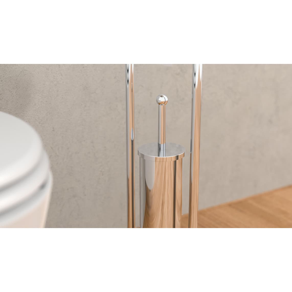 BA0001 Floor standing toilet set, toilet paper holder and brush holder, chrome