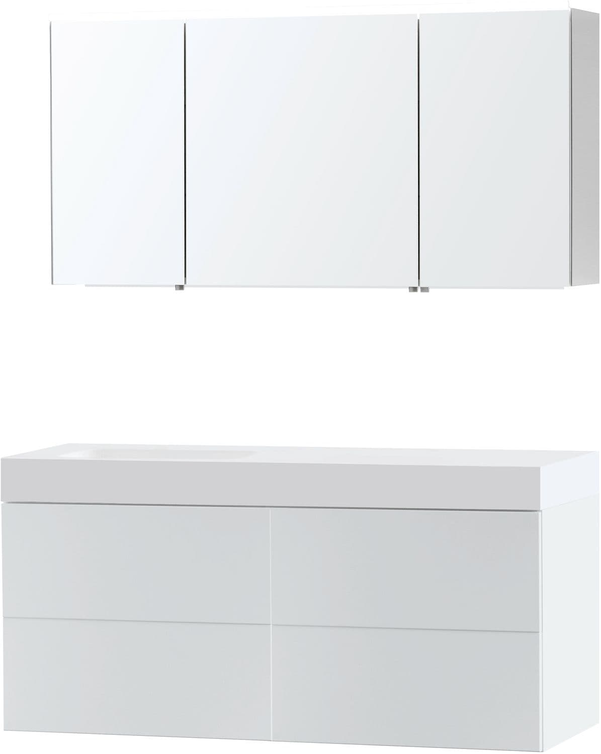 MEUBLE PURO SOLO BLANC ASYMETRIQUE 140 GAUCHE SOLID PURO ARMOIRE TOILETTE