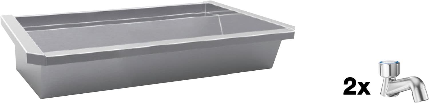AUGE MURAL SANILAV INTERSAN 120CM INOX 2 ROBINETS D'EAU FROIDE A PIQUER