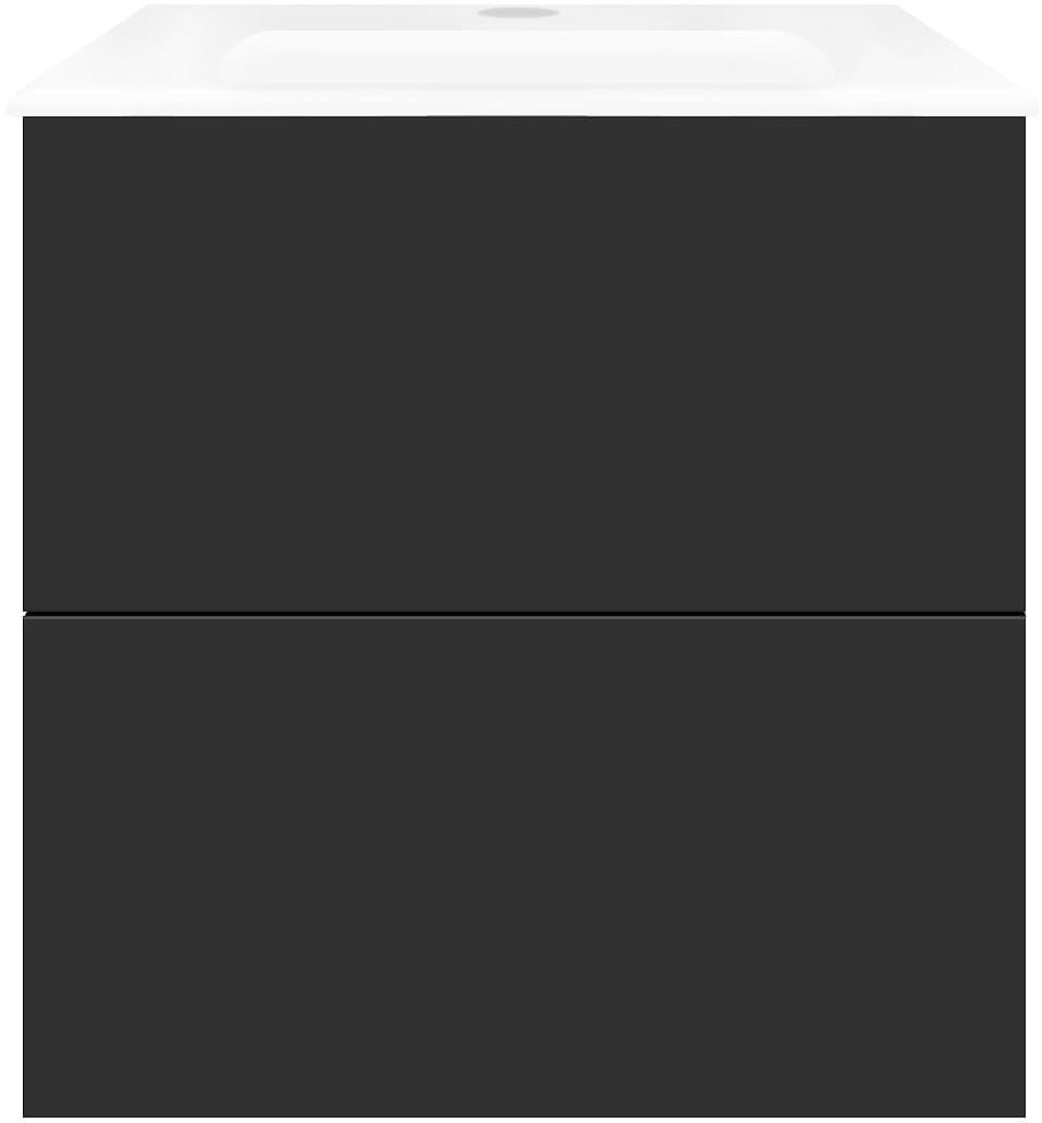 SOUS MEUBLE COFFEE 2 TIROIRS 60 GRAPHITE DOUX MAT +LAVABO PORCELAINE BLANC