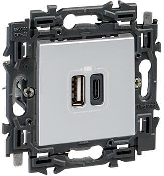 Valena prise Usb double type A + C appareil complet Alu à griffes