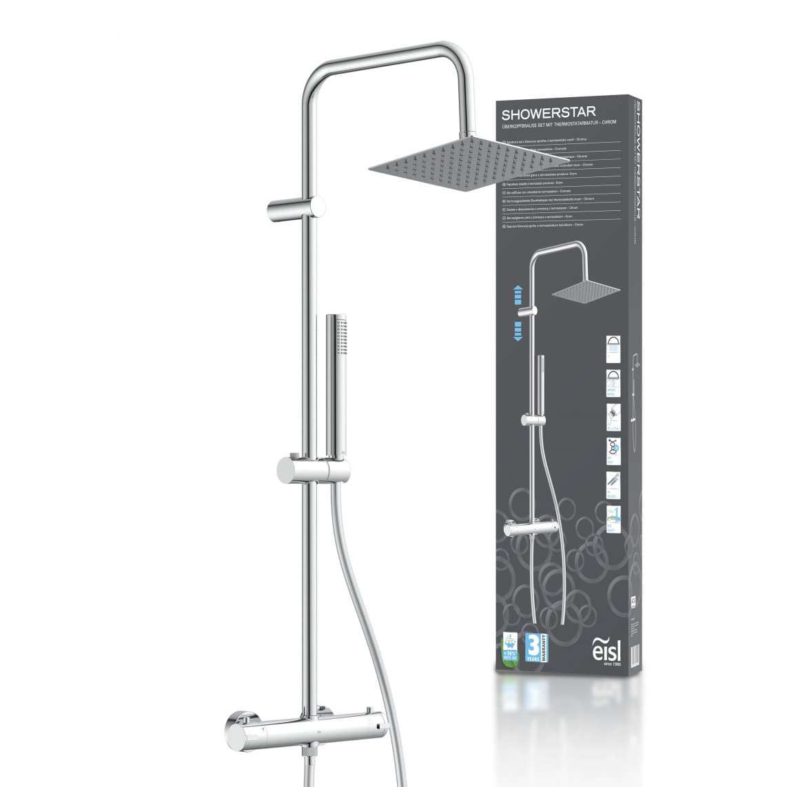 DX1106CST SHOWERSTAR set douche de pluie, chromé, avec Mitigeur thermostatique