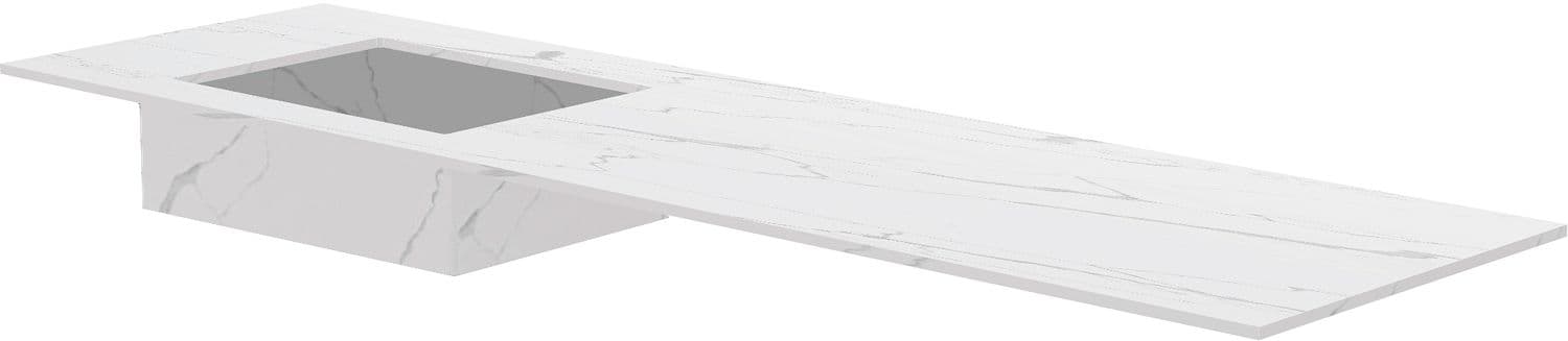 TABLET MARBRE CERAMIQUE PURO LAVABO S GAUCHE L140 H1,2 +TROU ROBINET WHITE CALACATTA