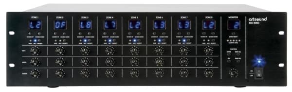 MAT - 8000, 8 x 8 matrice audio + appel, 70V / 100V / 4 - 16Ohm, 3U