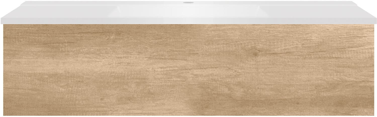 SOUS MEUBLE COFFEE 1 TIROIR 120 CHENE DECOR CACHMIRE+LAVABO BLANC