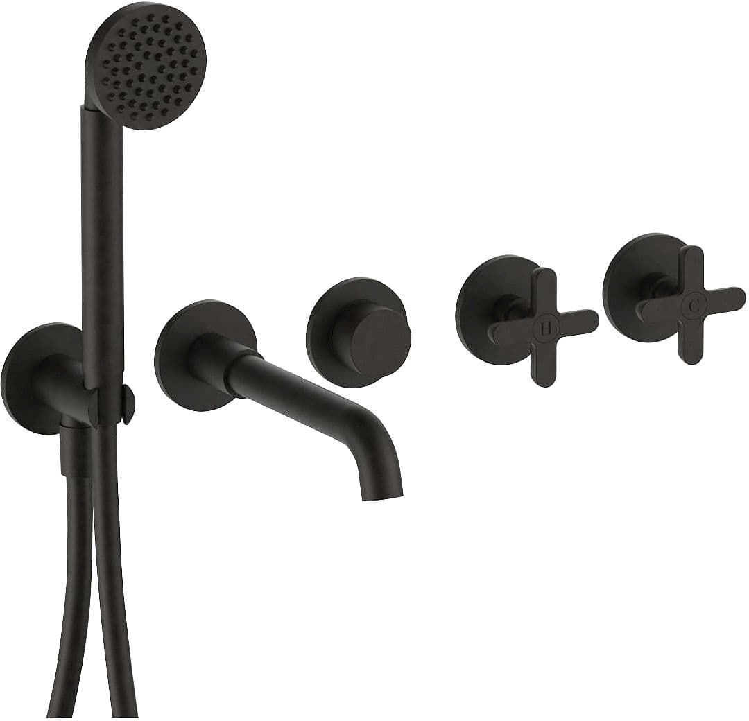 SET DE FINITION MITIGEUR BAIN 5 TROUS MURAL ICONA CLASSIC FANTINI NOIR PVD