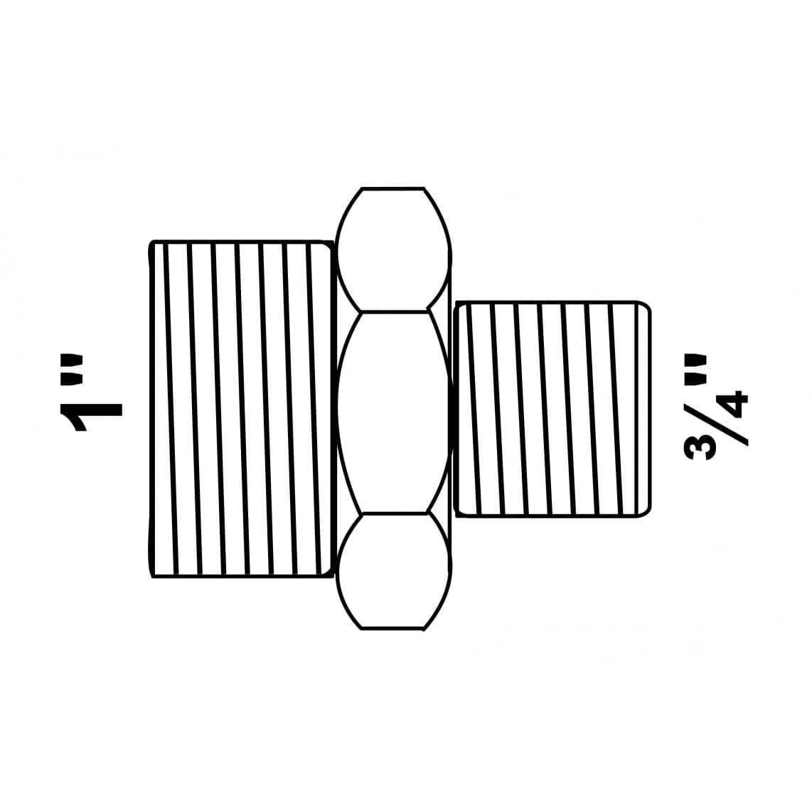 989793055 FM mamelon double réducteur, galvanisé, 1" M x 3/4" M, (245)