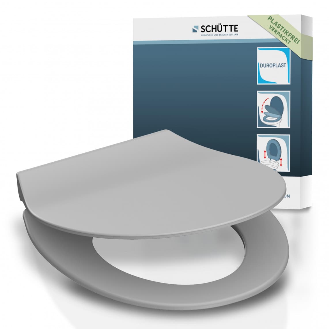82702 abattant WC en Duroplast SLIM GREY, avec frein de chute et déclipsable