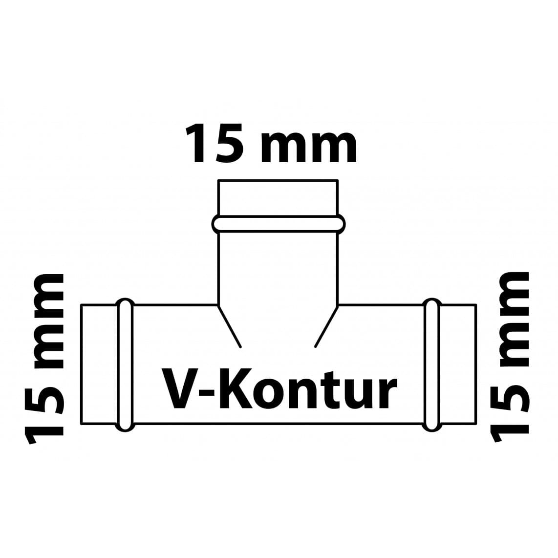 988617254 CU pièce en T, vierge, 15 mm, 3 manchons, (P5130)