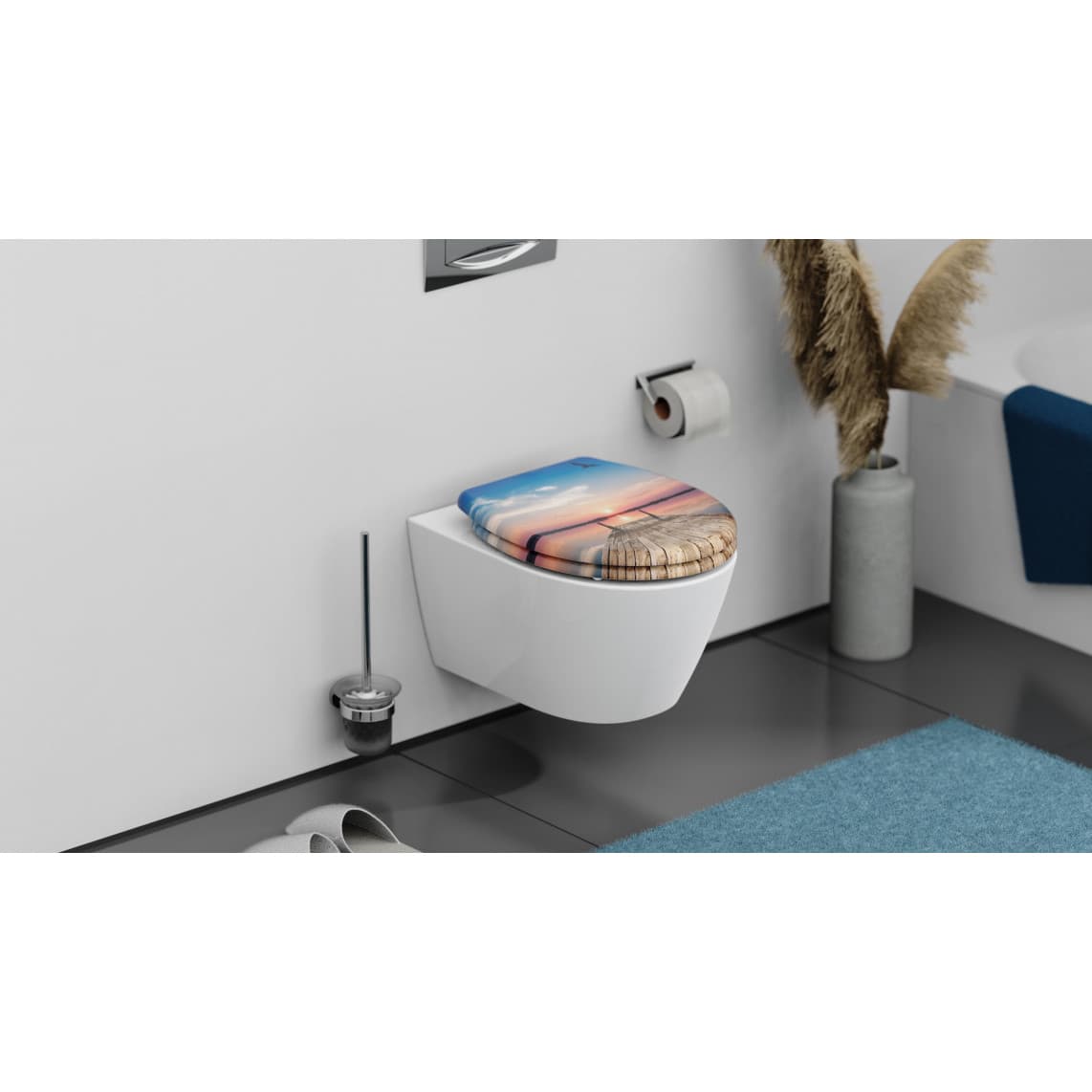 82378 abattant WC en Duroplast SUNSET SKY, avec frein de chute et déclipsable