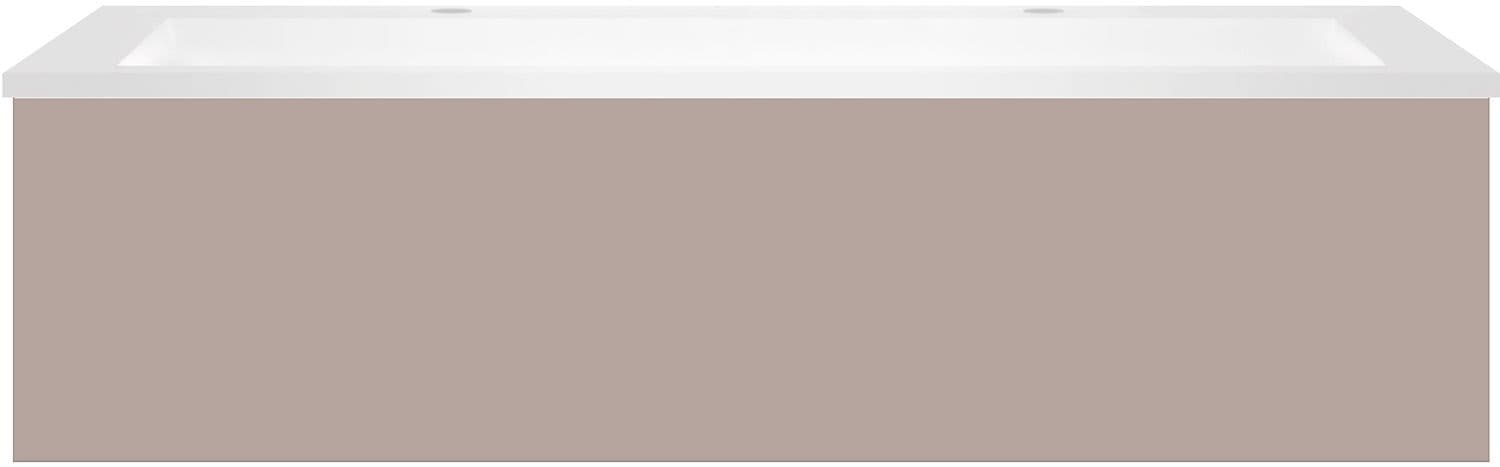 SOUS MEUBLE COFFEE 1 TIROIR 120 GRIS BASALTE MAT + LAVABO 2 TROUS ROBINET EN MARBRE SYNTHETIQUE BL
