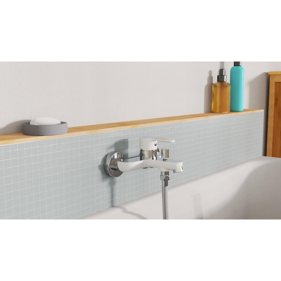 NI023DINWCR DIZIANI Bathtub mixer, white/chrome