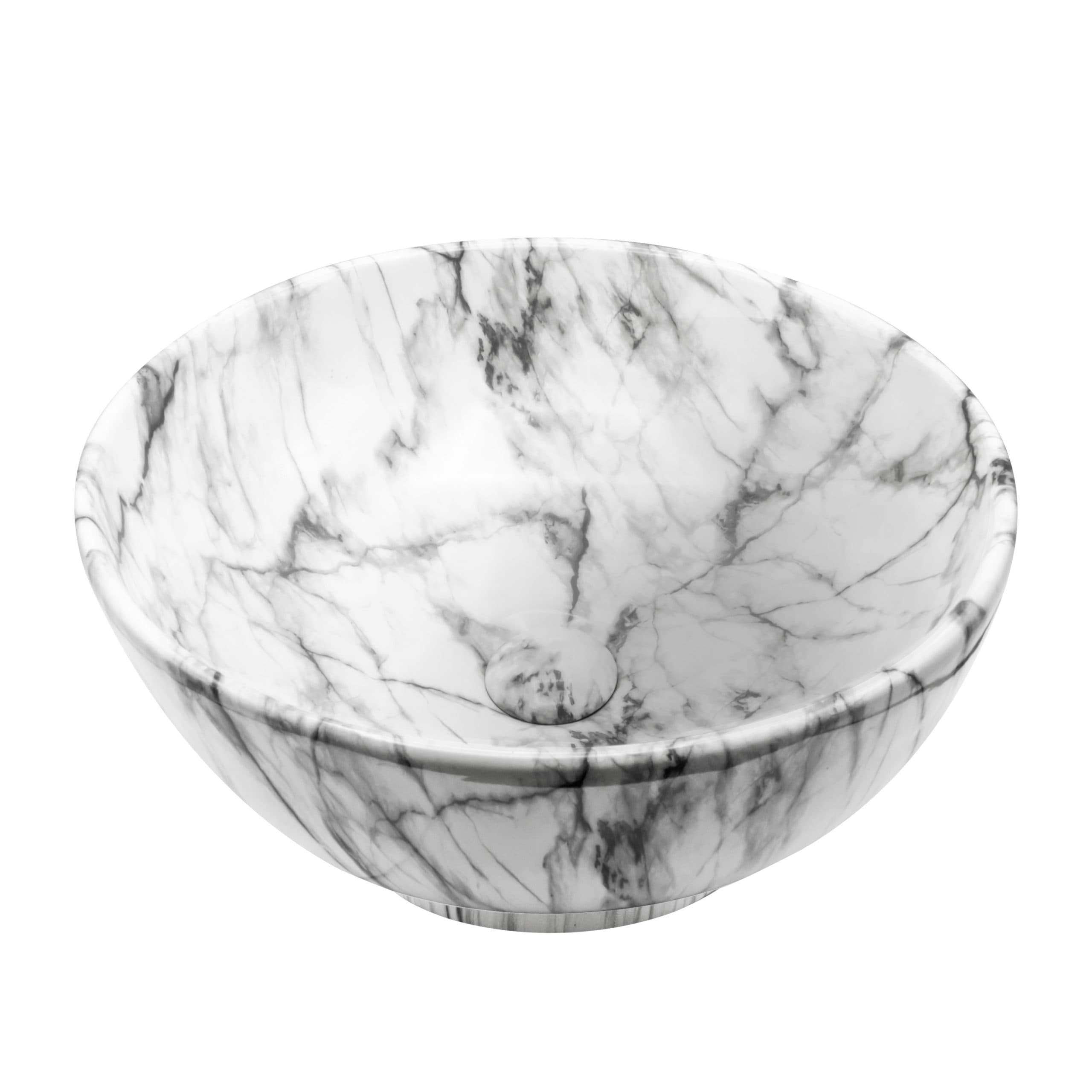 ALONI ZEBRA LAVABO - À POSER – SANS TROP-PLEIN – SANS TROU DE ROBINET – AVEC BONDE CLIC-CLAC – CÉRAMIQUE – 41X18X41 CM – MARBRE BLANC