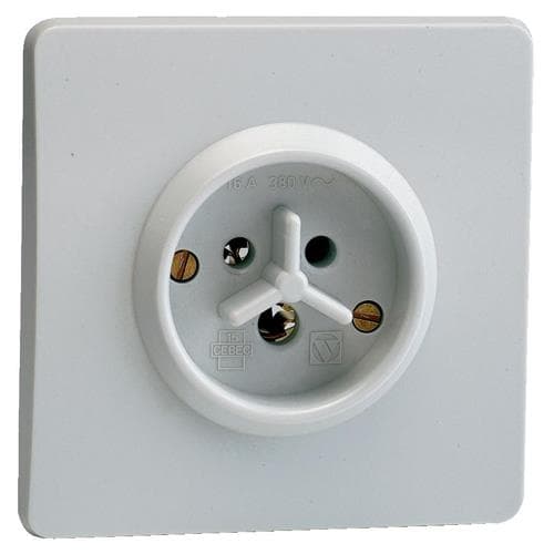 Prise étoile 2 pôles + T 16A Grise