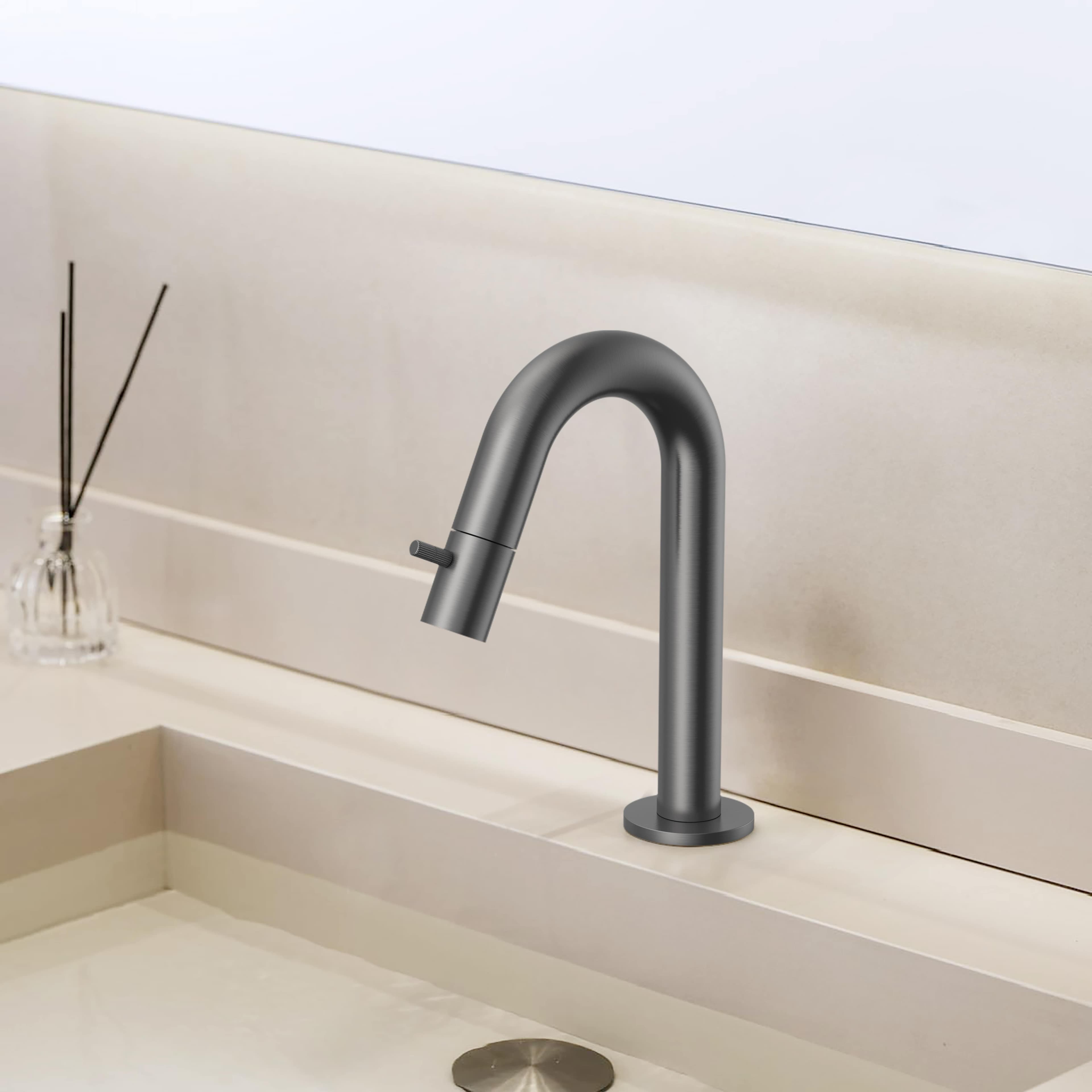 Stria robinet eau froide – bec courbé – sans bonde – gunmetal (pvd)