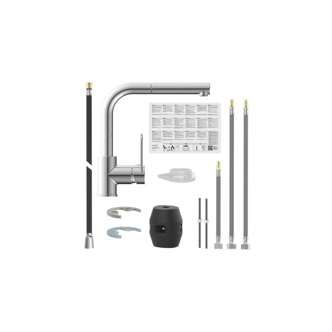 26230 DESIGN RING Mitigeur évier, chromé, avec bec extractible