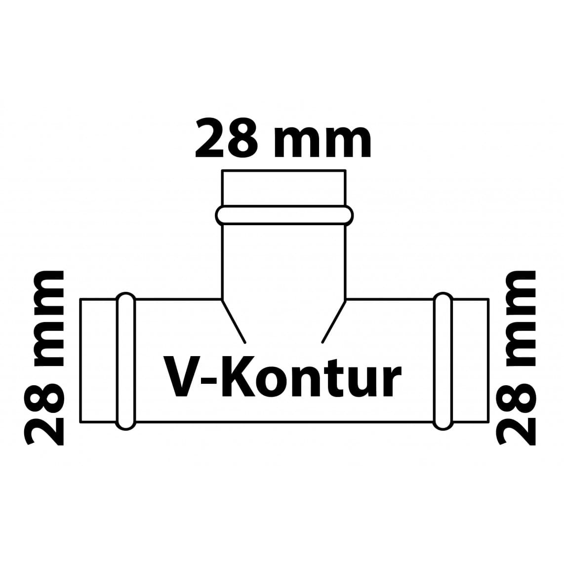 988617554 CU pièce en T, vierge, 28 mm, 3 manchons, (P5130),