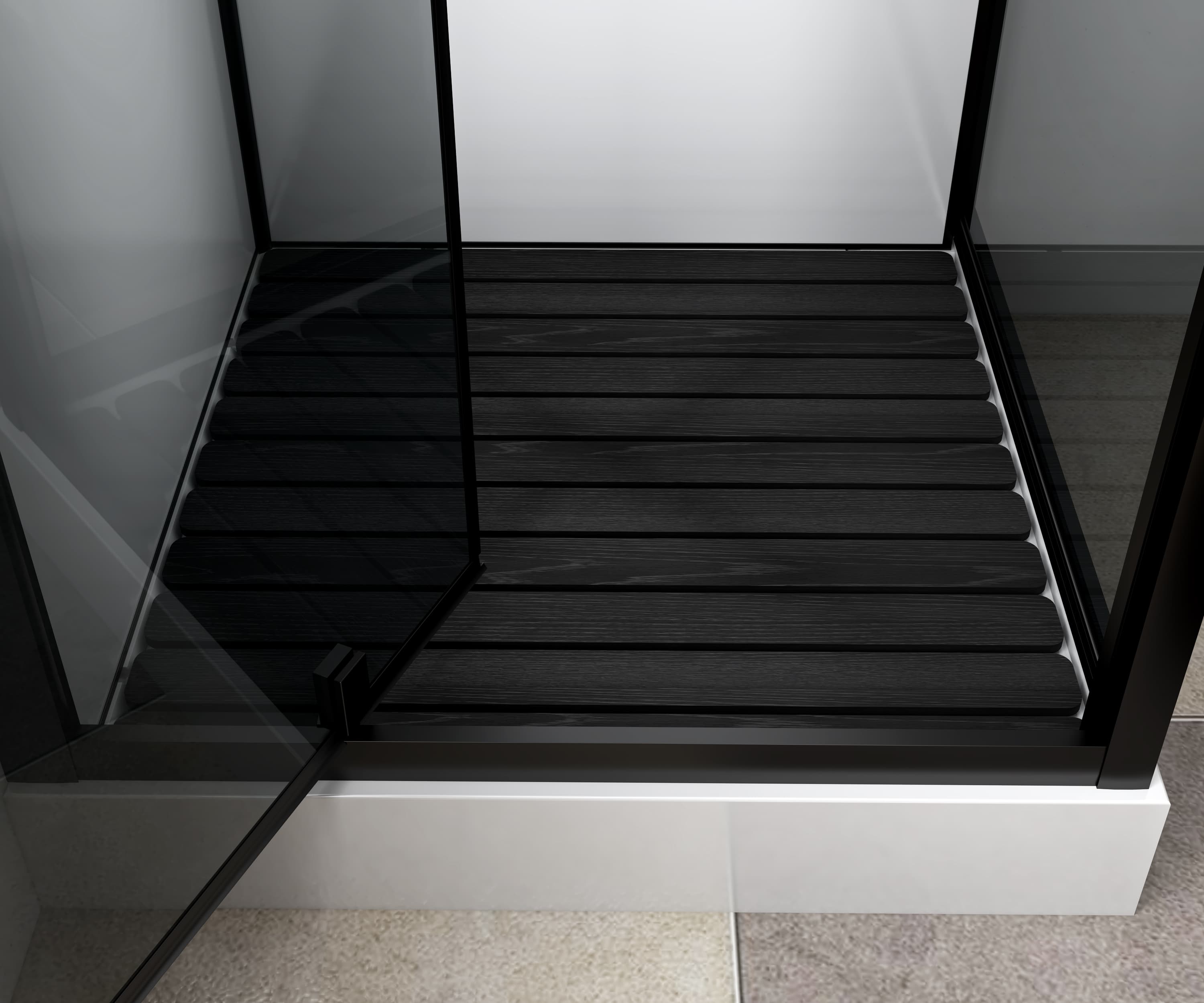 Marani cabine de douche complète avec porte pivotante - réversible - 90X225X90 cm - Noir mat - verre fumé Gris