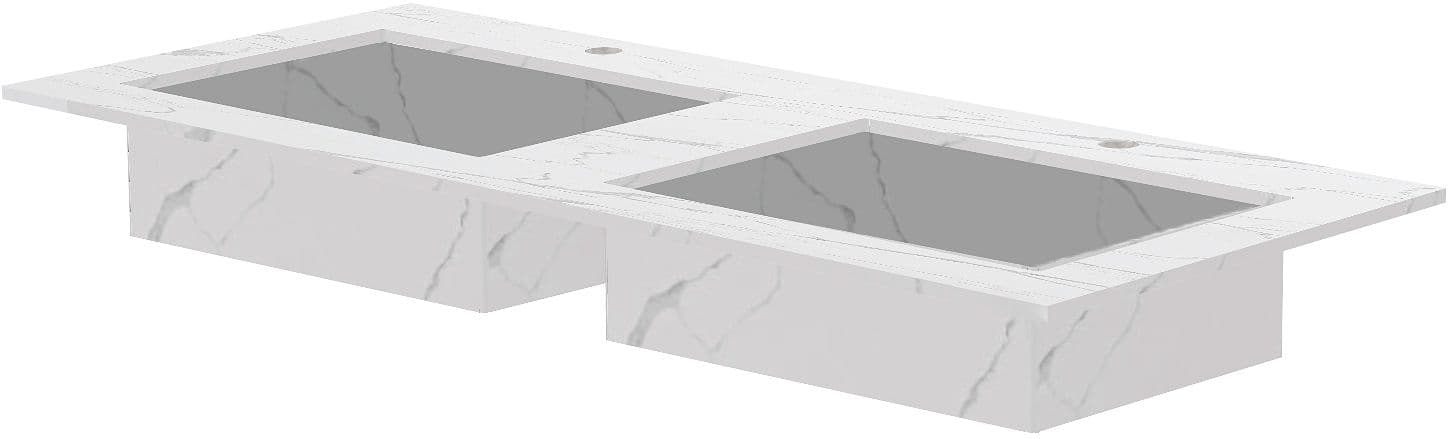 TABLET MARBRE CERAMIQUE PURO LAVABO S DOUBLE L120 H1,2 +TROU ROBINETS WHITE CALACATTA