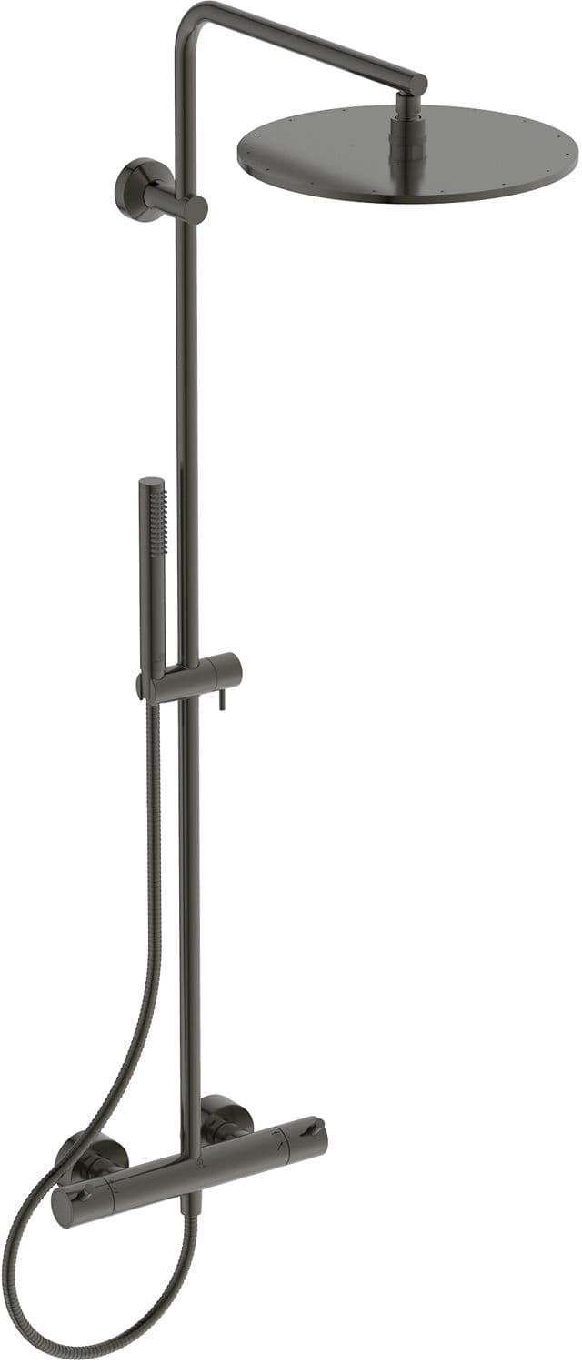 COLONNE DE DOUCHE+ THERMOSTAT JOY IDEAL THERMOSAAT DIAMETRE 300MM BRUSHED GUN METAL 12 LITRE/MINUTE