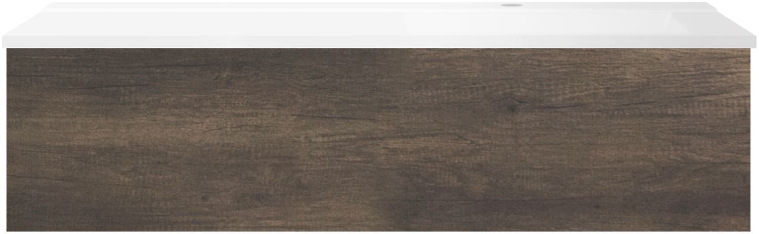 SOUS MEUBLE COFFEE 1 TIROIR 120 CHATAIGNE+LAVABO DROITE BLANC MAT