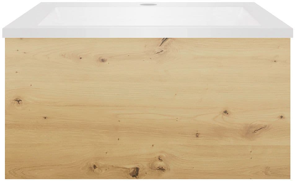 SOUS MEUBLE COFFEE 1 TIROIR 60 CHENE DECOR URBAN+LAVABO EN MARBRE SYNTHETIQUE BLANC MAT
