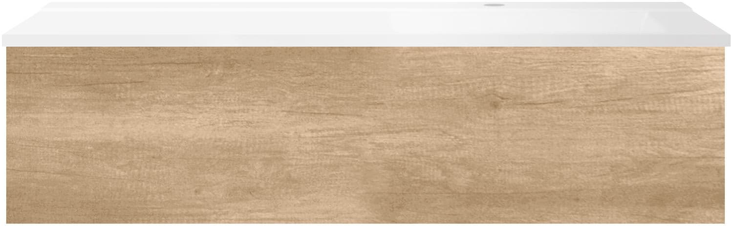 SOUS MEUBLE COFFEE 1 TIROIR 120 CHENE DECOR CACHMIRE+LAVABO DROITE BLANC