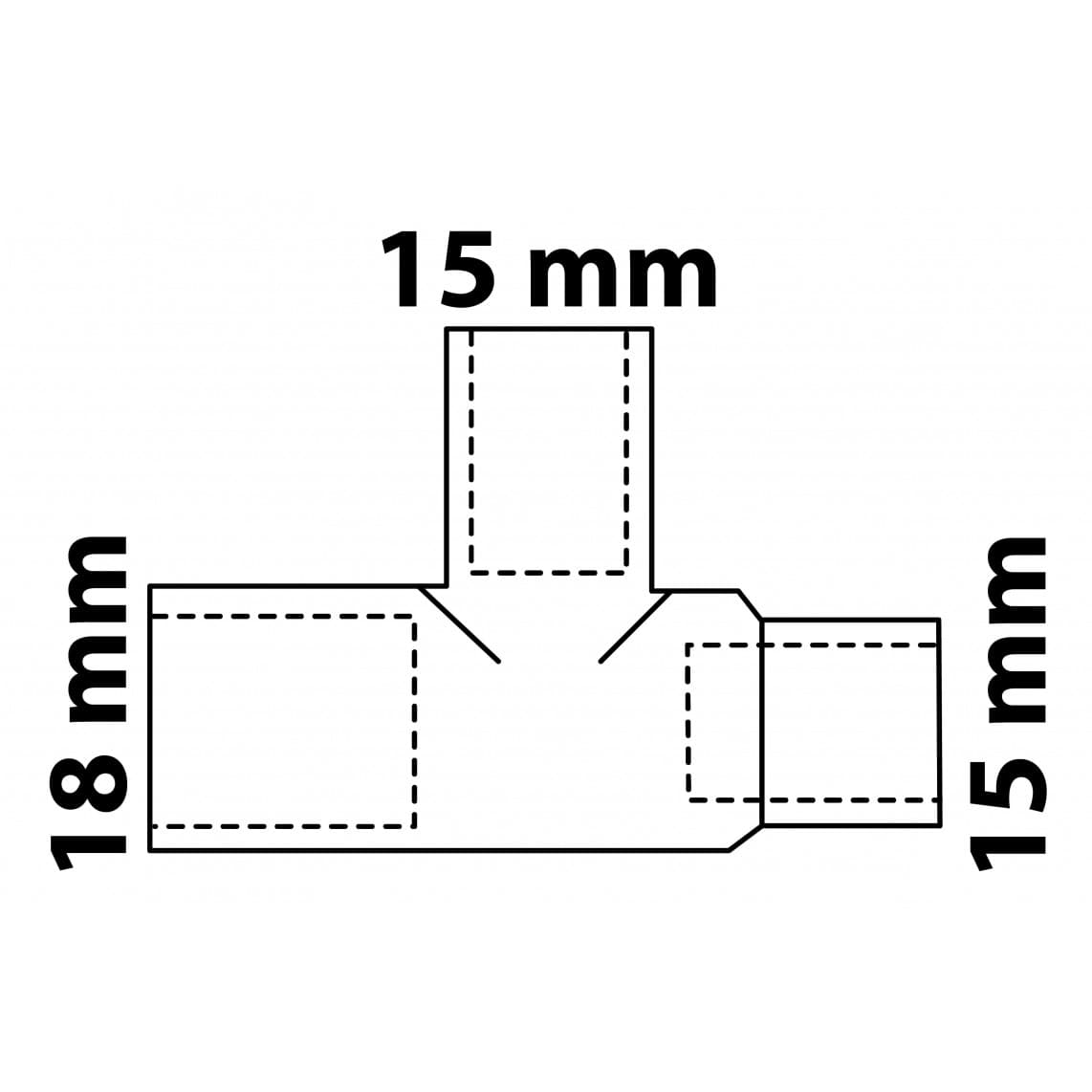 98927223 CU Té de réduction, vierge, 18 mm x 15 mm x 15 mm, 3 manchons (5130)