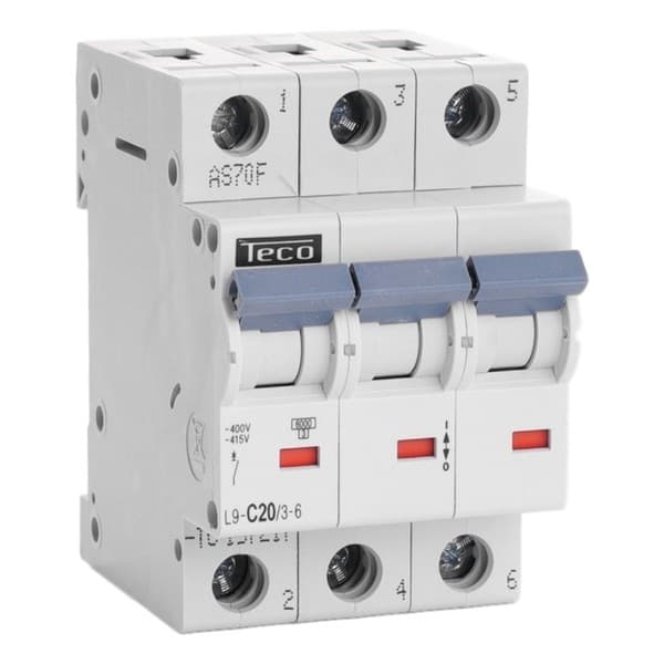 Disjoncteur 3 pôles 20A 6kA courbe C