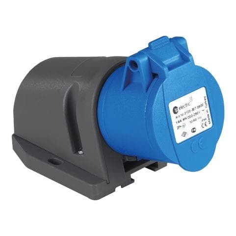 Prise CEE femelle murale 3 x 32A 220 - 240Vac Bleu IP44 avec raccords rapides