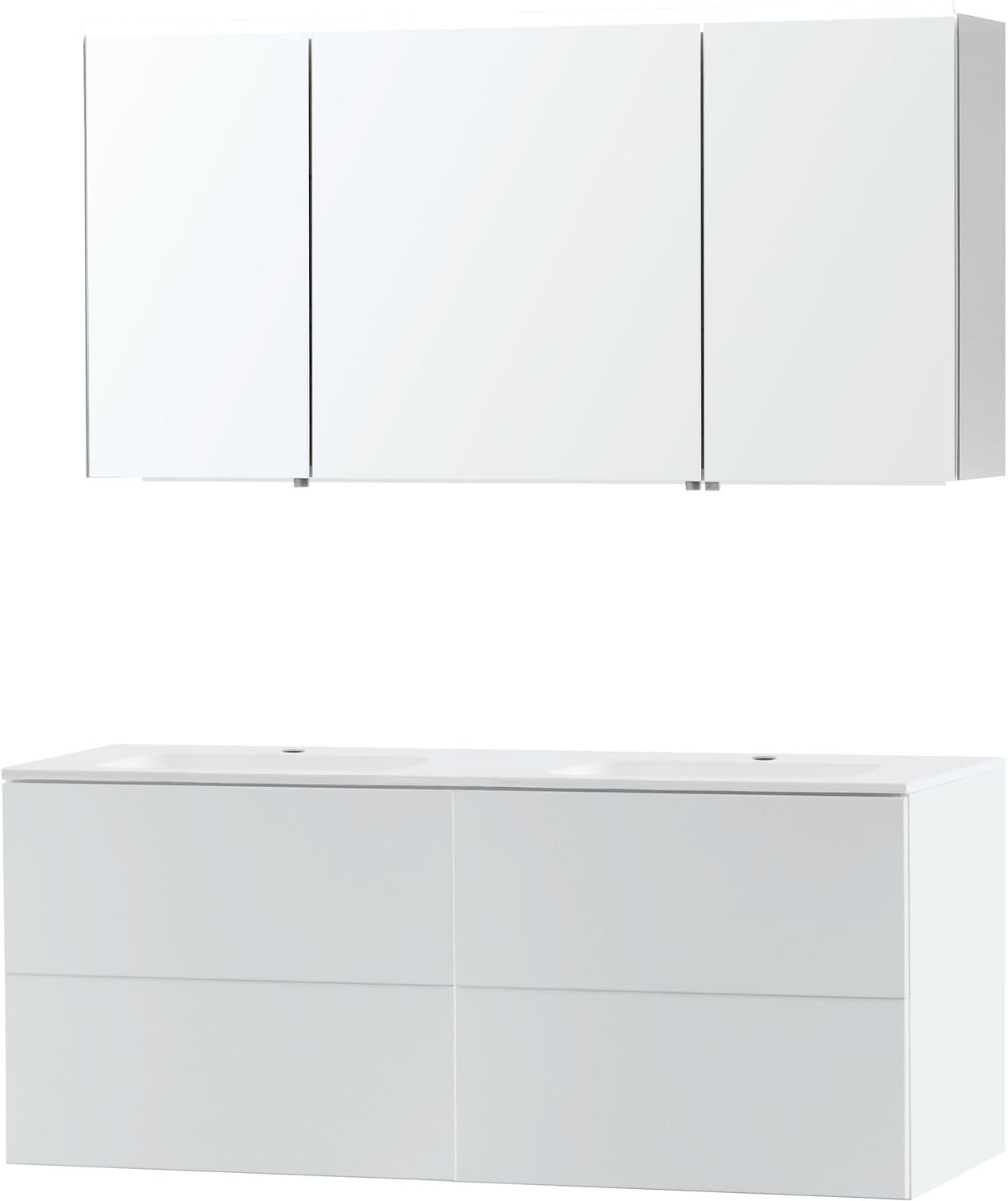 MEUBLE PURO DUO BLANC 140 MARBRE SYNTHETIQUE ARMOIRE TOILLETTE