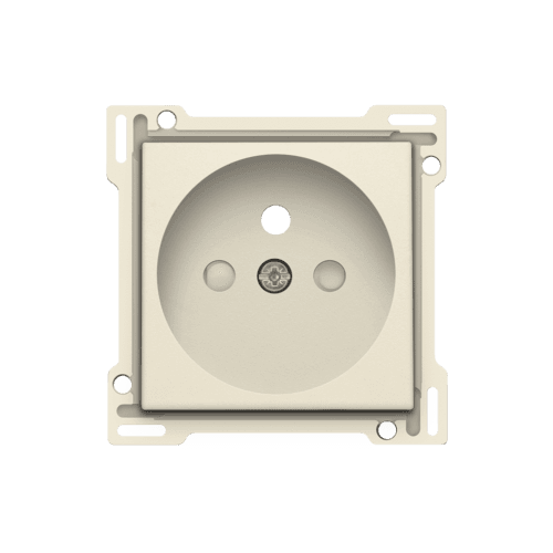Set de finition pour prise de courant avec broche de terre et obturateurs de protection, profondeur d’encastrement de 28,5 mm, couleur cream