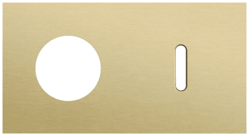 Plaque de recouvrement double, horizontale 71 mm d'entraxe, pour une fonction de prise de courant et une fonction de commutation simple, Niko Rocker alu gold brushed