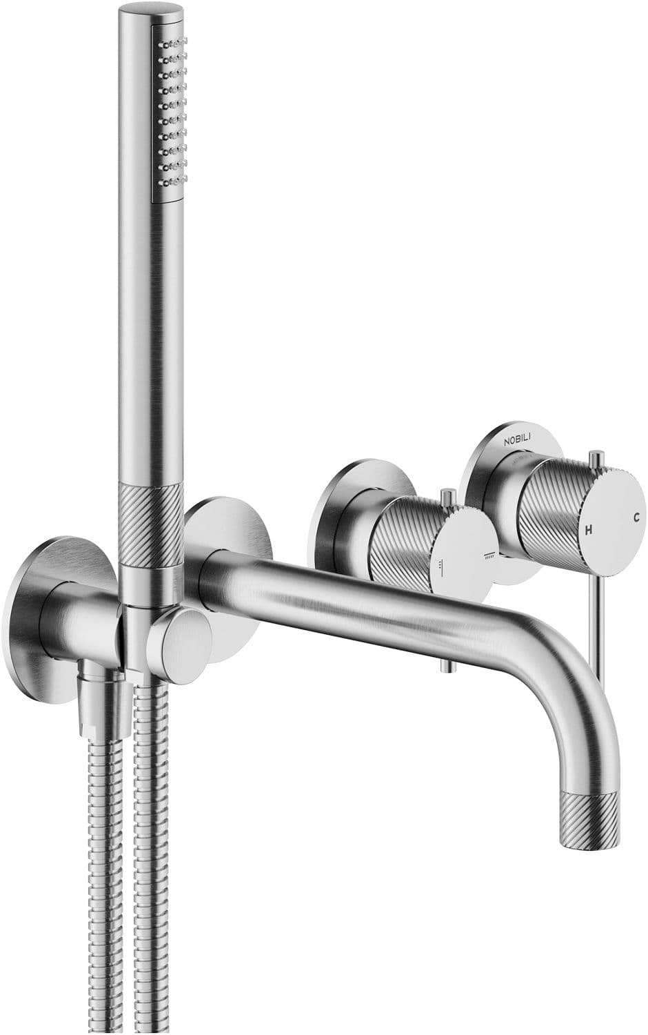SET DE FINITION MITIGEUR BAIN 4TROUS MURAL RESPIRO NOBILI INOX