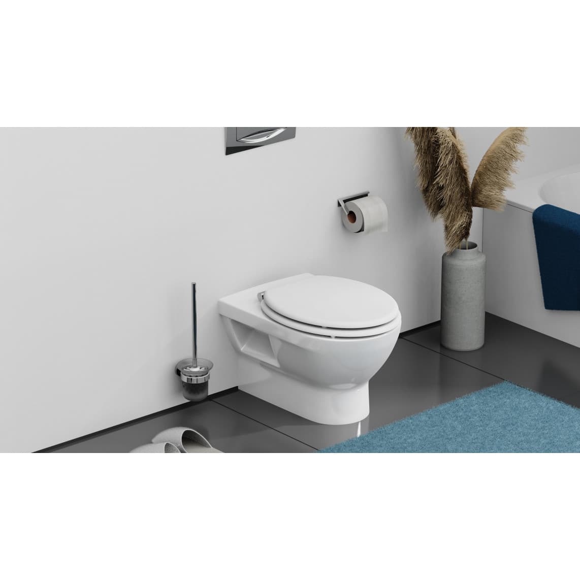 84100 WC-bril met houtkern WHITE, met valrem