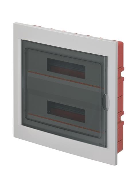 Coffret encastré Gris 36 (2 x 18) modules avec porte fumée IP40 430 x 410 x 80m l x h x p Ral 7035