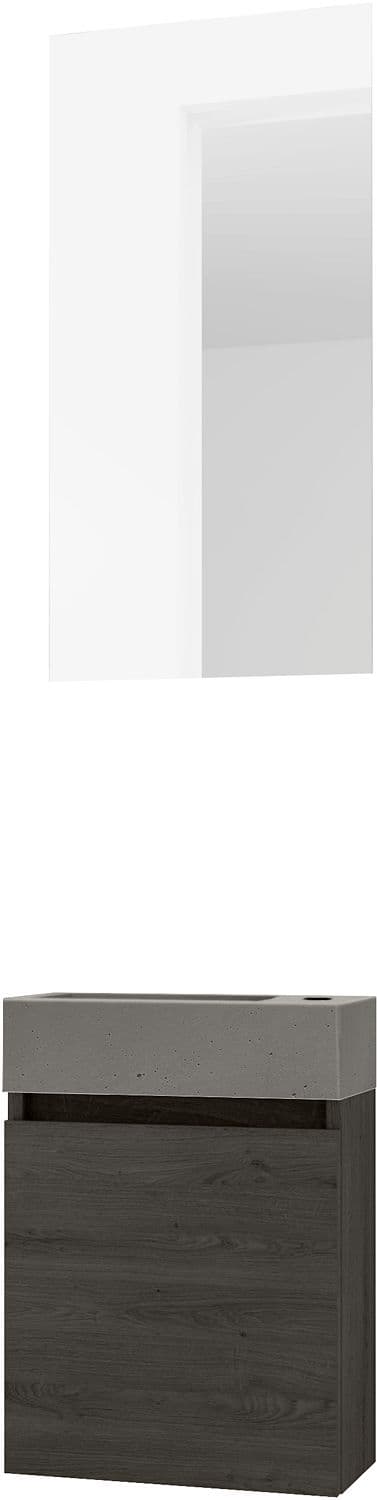 LAVE-MAINS FORM MINI BETON/ 1 PORT/MIROIR CHENE GRAPHIT