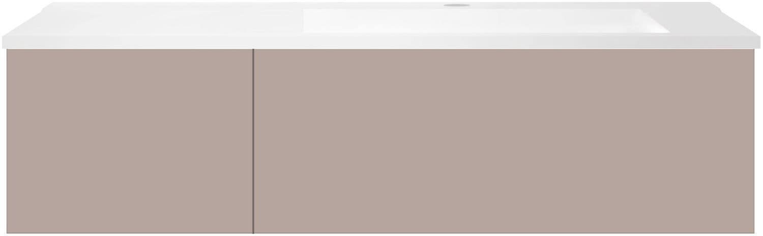 SOUS MEUBLE COFFEE 2 TIROIRS 120 GRIS BASALTE MAT+LAVABO DROITE EN MARBRE SYNTHETIQUE BLANC MAT